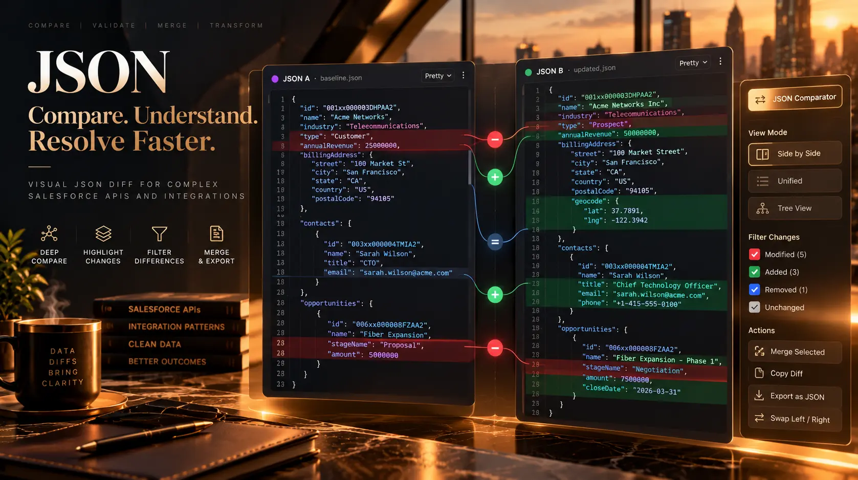 JSON workbench comparator